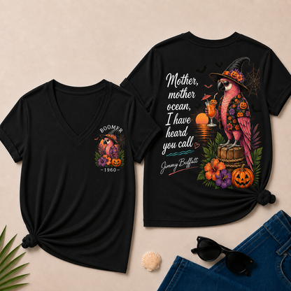 Custom Year Shirt — BOOMER. [YOUR YEAR] |Halloween Mother,Mother Ocean,I have Heard You Call -Jimmy Buffett  V-Neck T-Shirt
