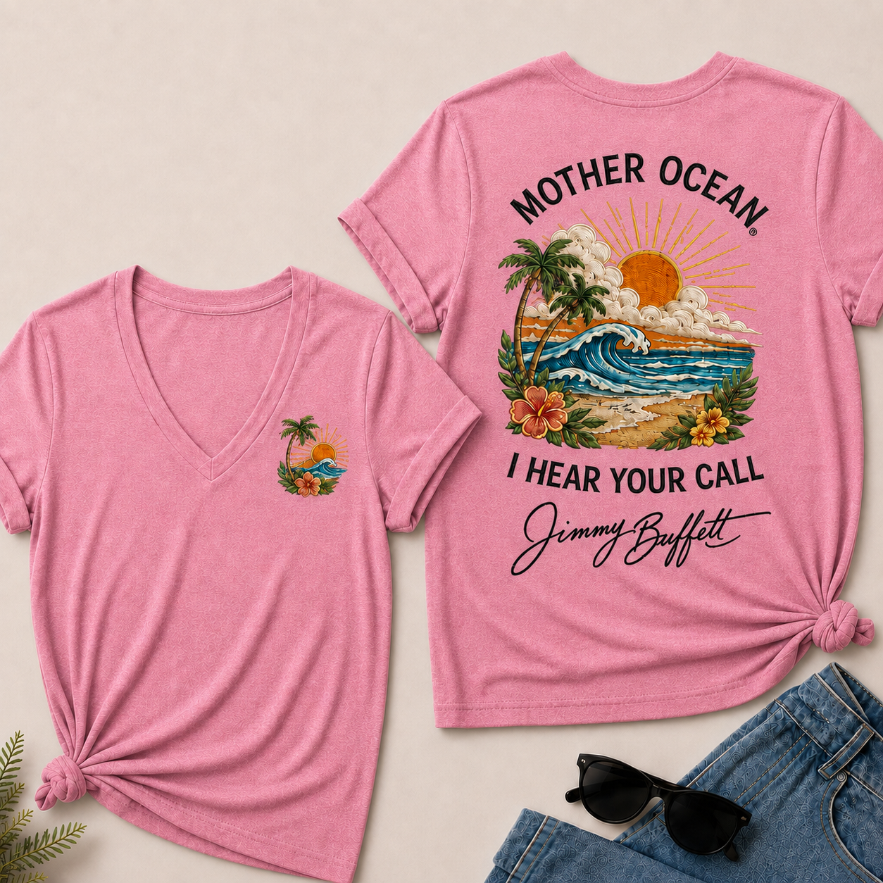 Mother Ocean,I have Heard You Call -Jimmy Buffett V-Neck T-Shirt
