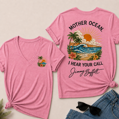 Mother Ocean,I have Heard You Call -Jimmy Buffett V-Neck T-Shirt