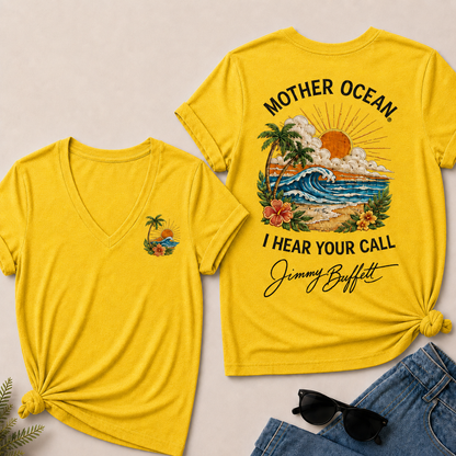 Mother Ocean,I have Heard You Call -Jimmy Buffett V-Neck T-Shirt