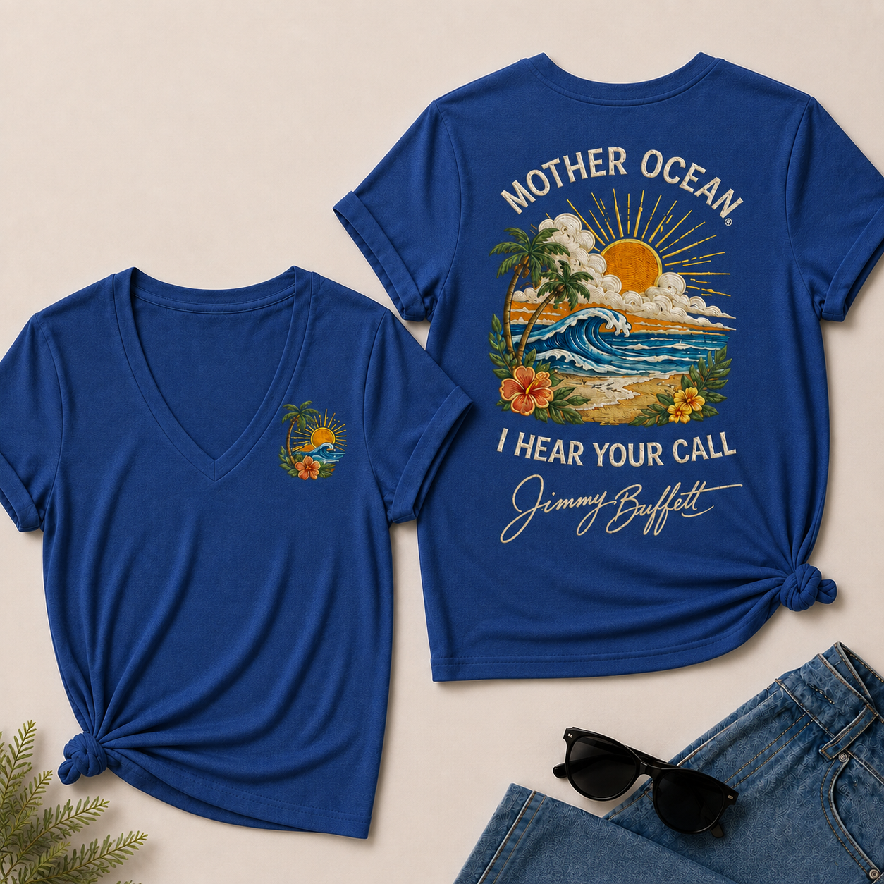 Mother Ocean,I have Heard You Call -Jimmy Buffett V-Neck T-Shirt