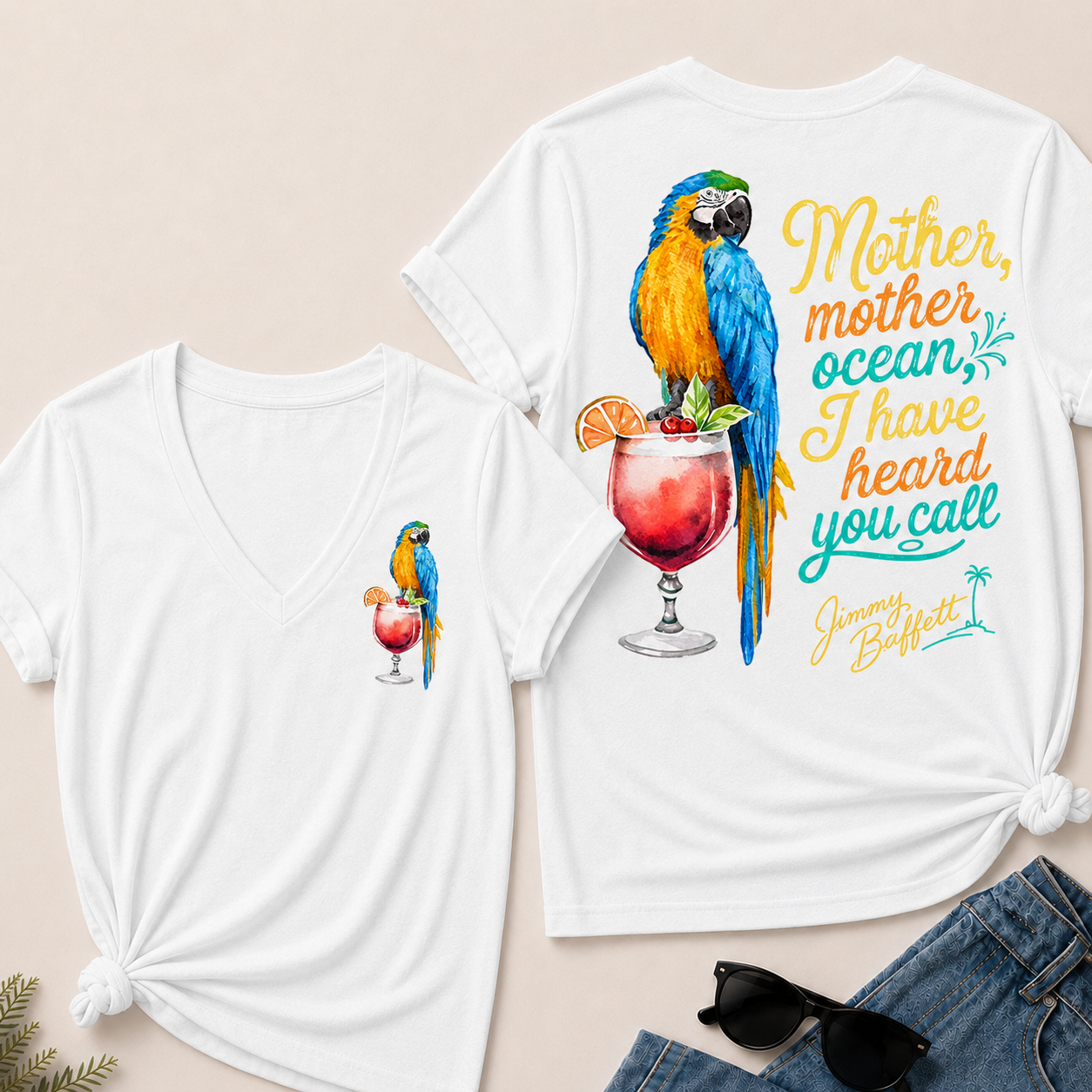 Mother,Mother Ocean,I have Heard You Call -Jimmy Buffett V-Neck T-Shirt