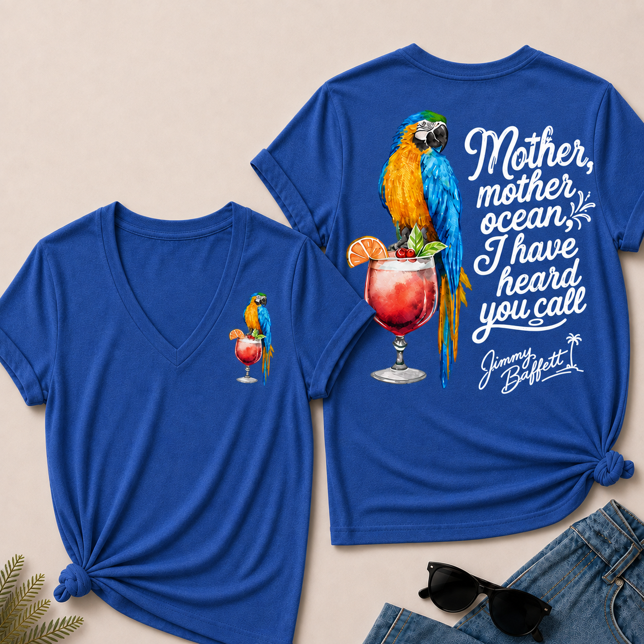 Mother,Mother Ocean,I have Heard You Call -Jimmy Buffett V-Neck T-Shirt