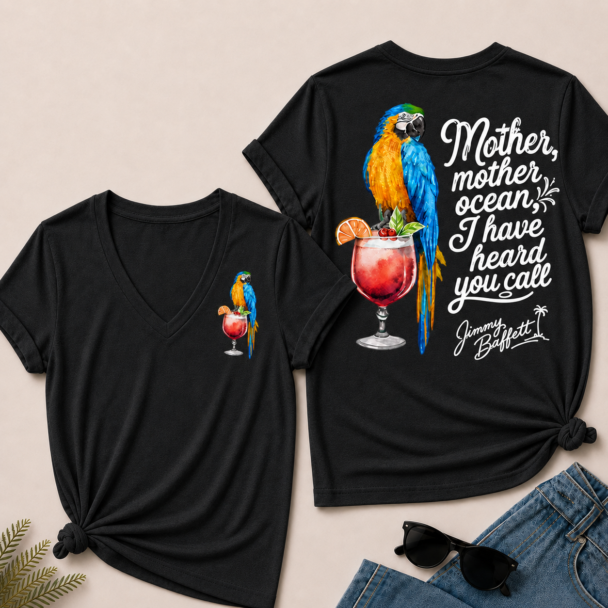 Mother,Mother Ocean,I have Heard You Call -Jimmy Buffett V-Neck T-Shirt
