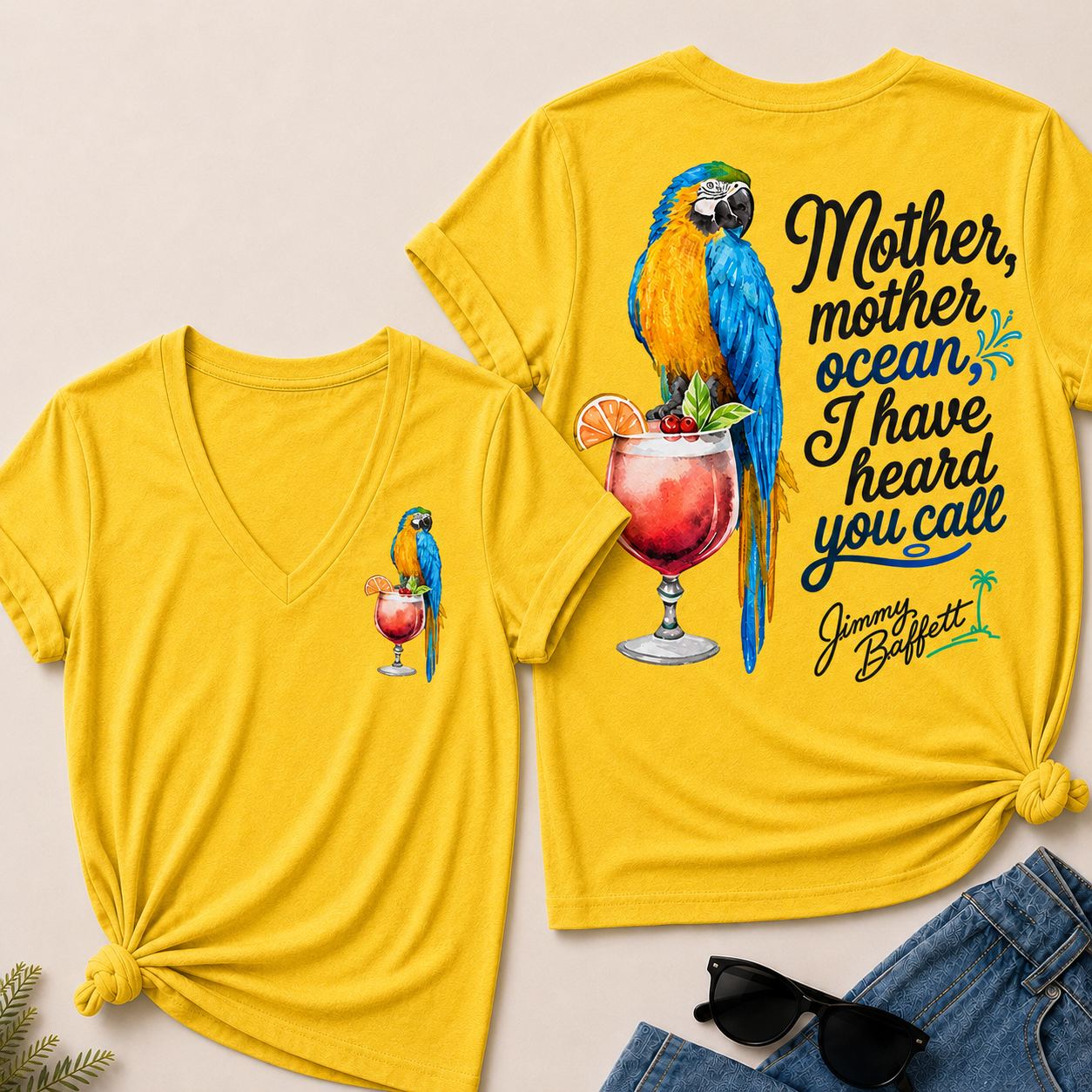Mother,Mother Ocean,I have Heard You Call -Jimmy Buffett V-Neck T-Shirt