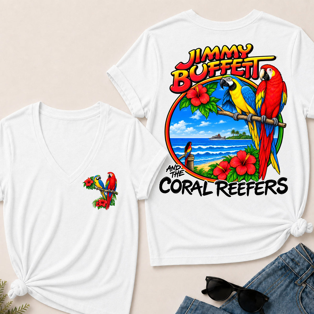 Jimmy Buffett Coral Reefers V-Neck T-Shirt