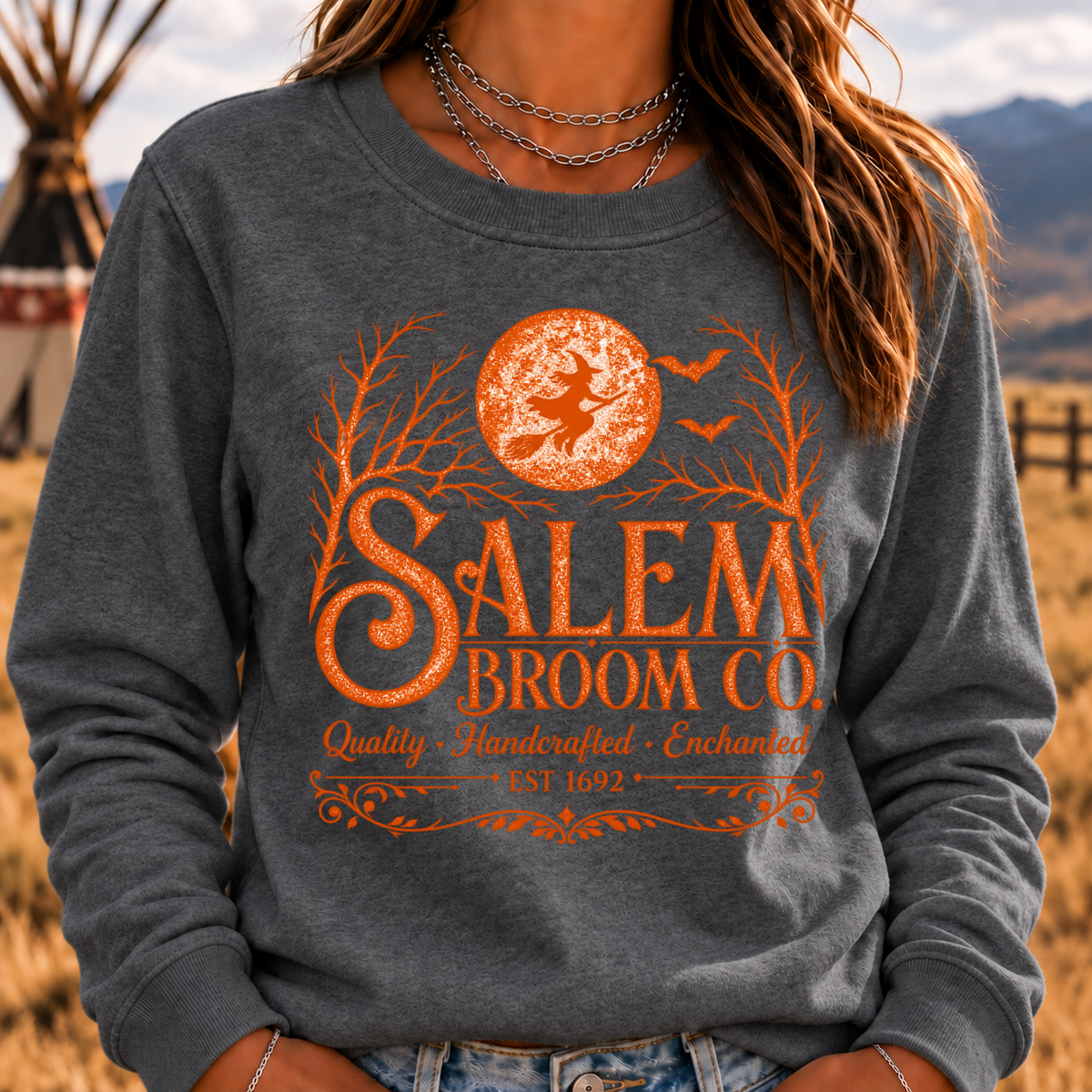 Salem Broom Co. Quality Handcrafted Enchanted Sweatshirt- Custom EST. Year