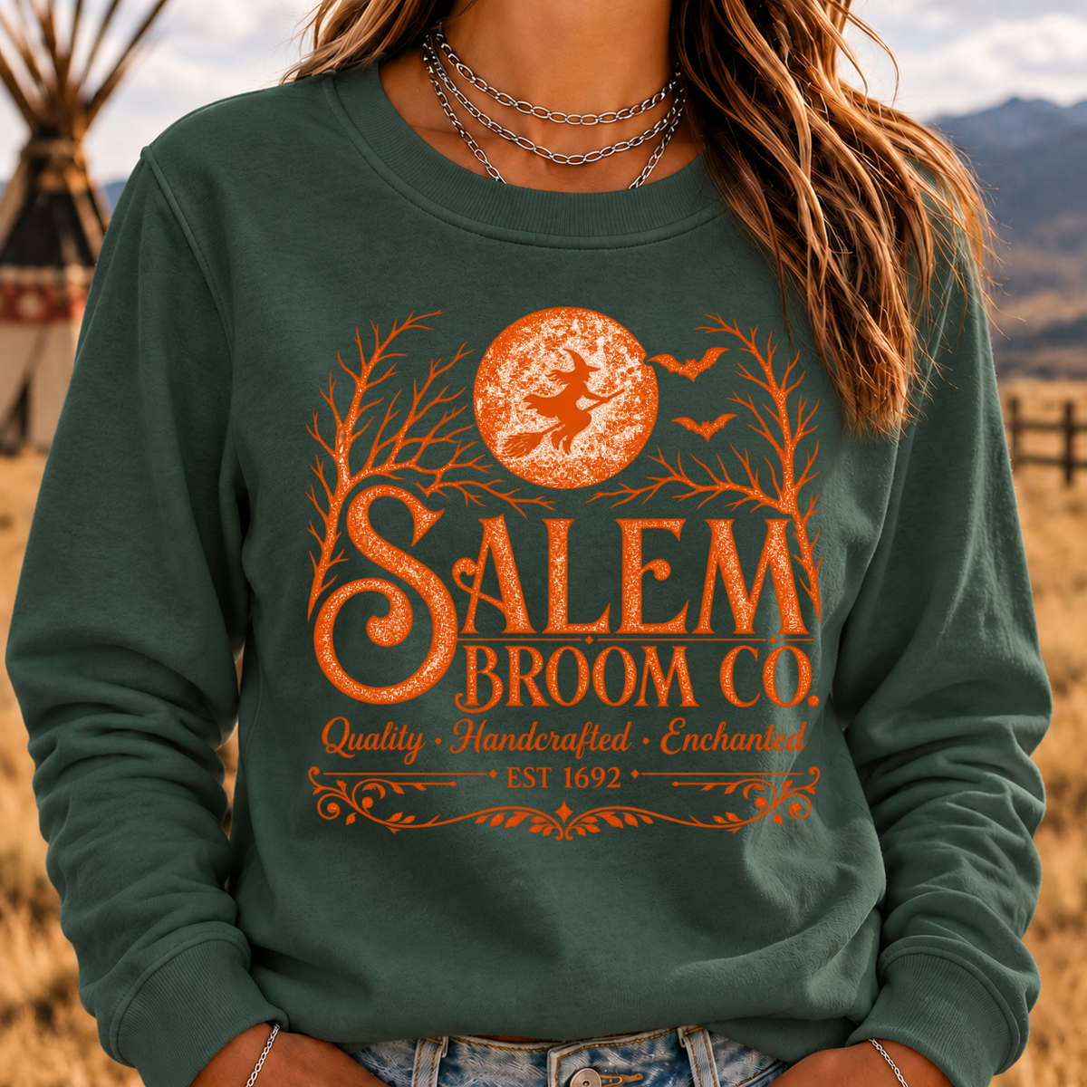 Salem Broom Co. Quality Handcrafted Enchanted Sweatshirt- Custom EST. Year