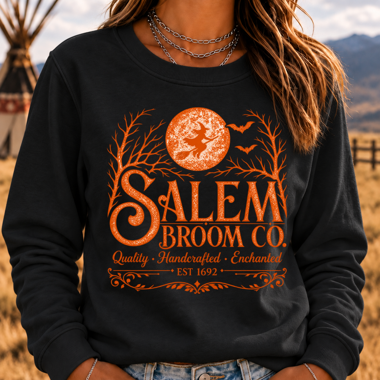 Salem Broom Co. Quality Handcrafted Enchanted Sweatshirt- Custom EST. Year
