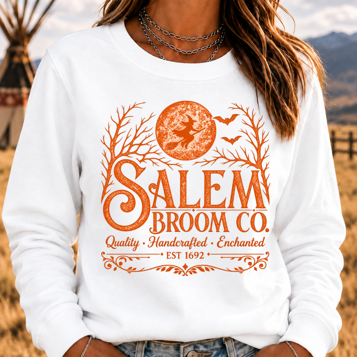 Salem Broom Co. Quality Handcrafted Enchanted Sweatshirt- Custom EST. Year