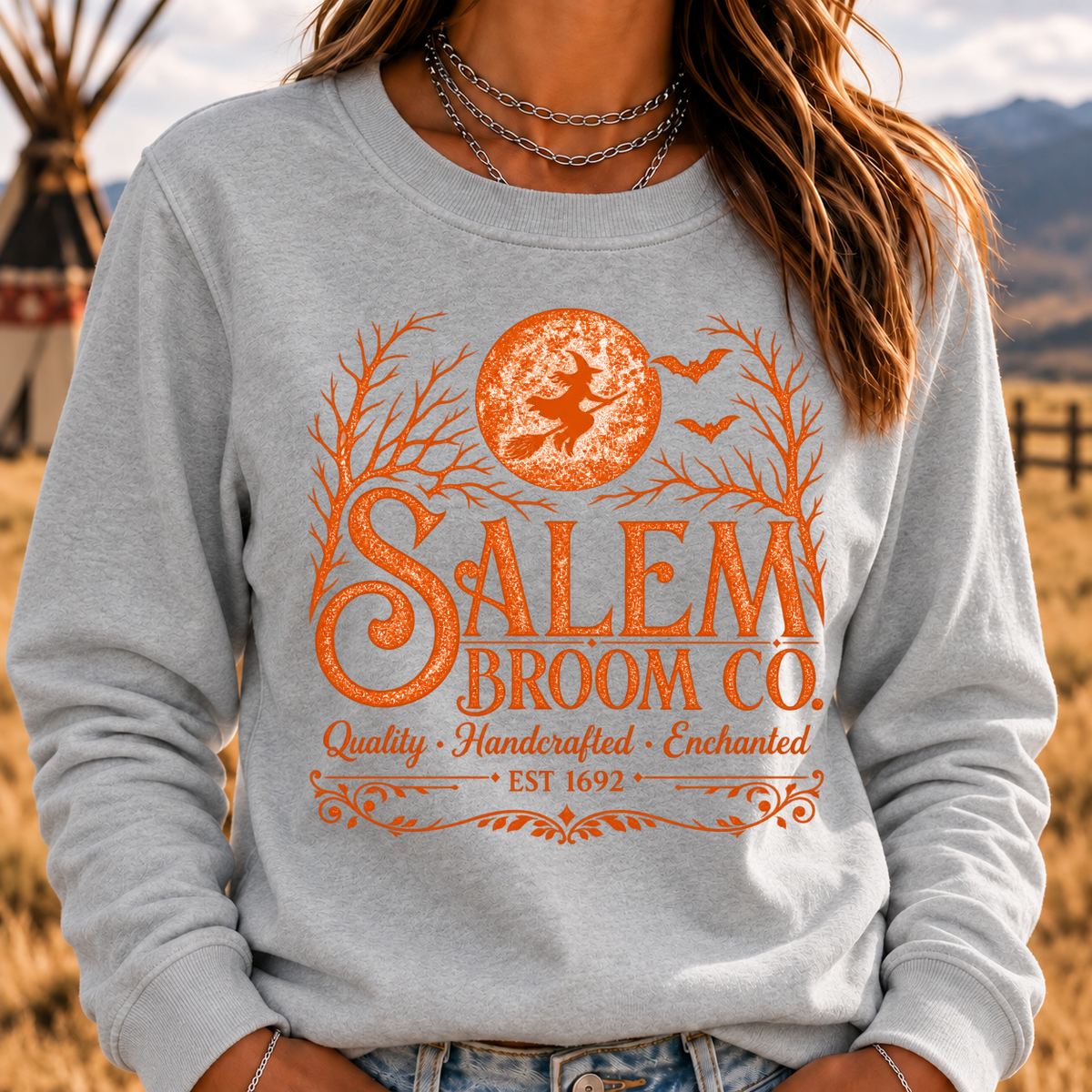 Salem Broom Co. Quality Handcrafted Enchanted Sweatshirt- Custom EST. Year
