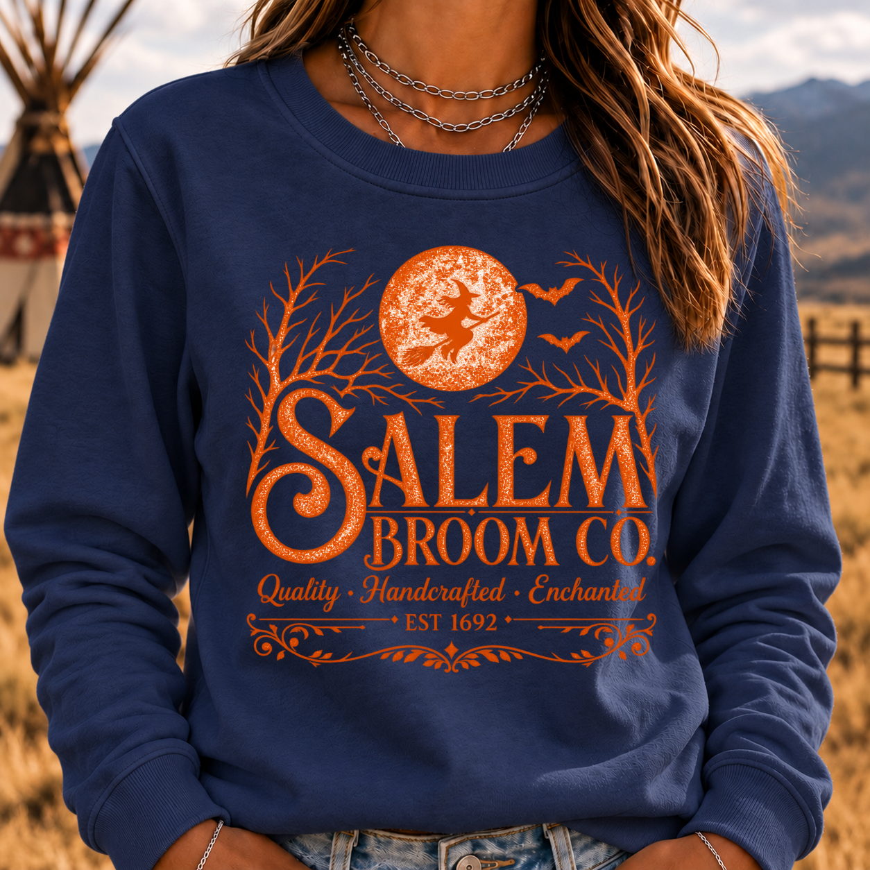 Salem Broom Co. Quality Handcrafted Enchanted Sweatshirt- Custom EST. Year
