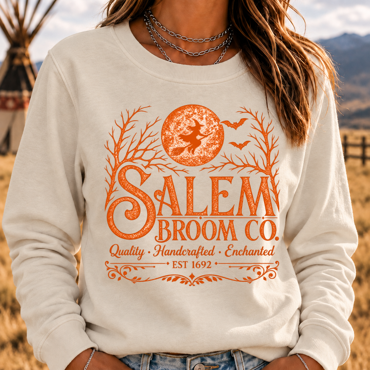 Salem Broom Co. Quality Handcrafted Enchanted Sweatshirt- Custom EST. Year