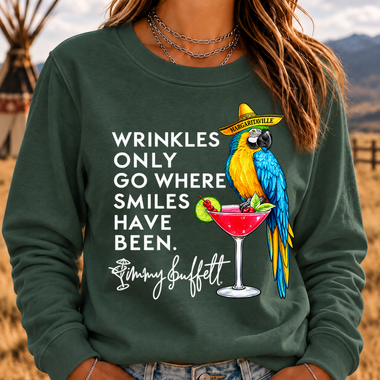 Wrinkles Only Go Where Smiles Have Been – Jimmy Buffett Tribute Sweatshirt