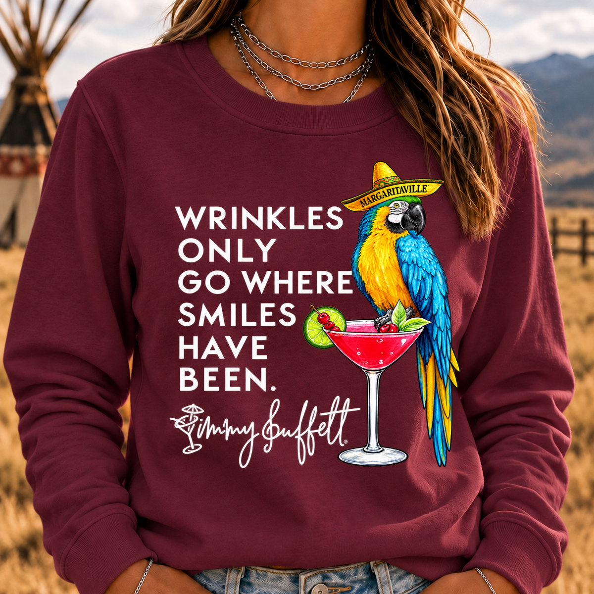 Wrinkles Only Go Where Smiles Have Been – Jimmy Buffett Tribute Sweatshirt