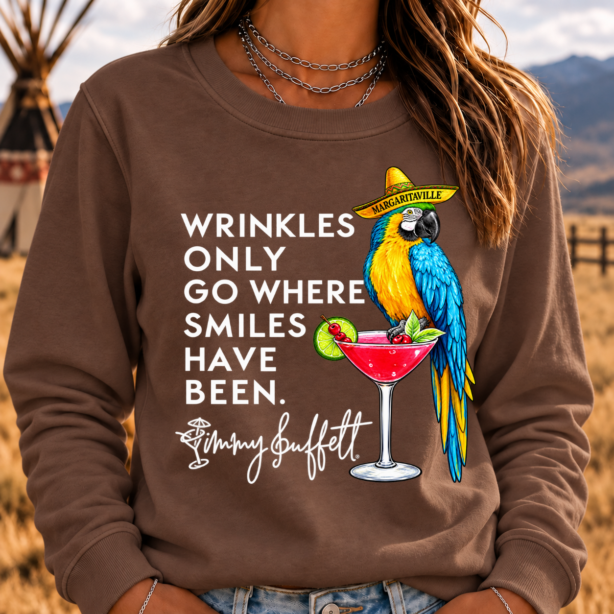 Wrinkles Only Go Where Smiles Have Been – Jimmy Buffett Tribute Sweatshirt