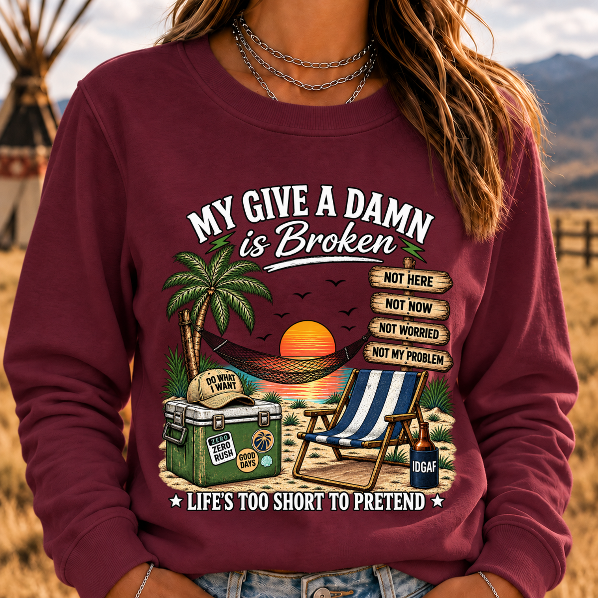 My Give A Damn Is Broken Too Old To Care Club Sweatshirt