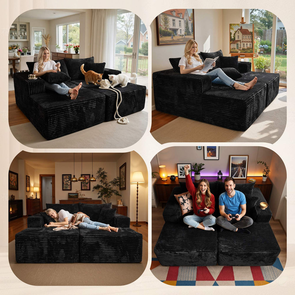 OVIOS 74.8" Boneless Sofa, Sleeper Couch, No Assembly Required