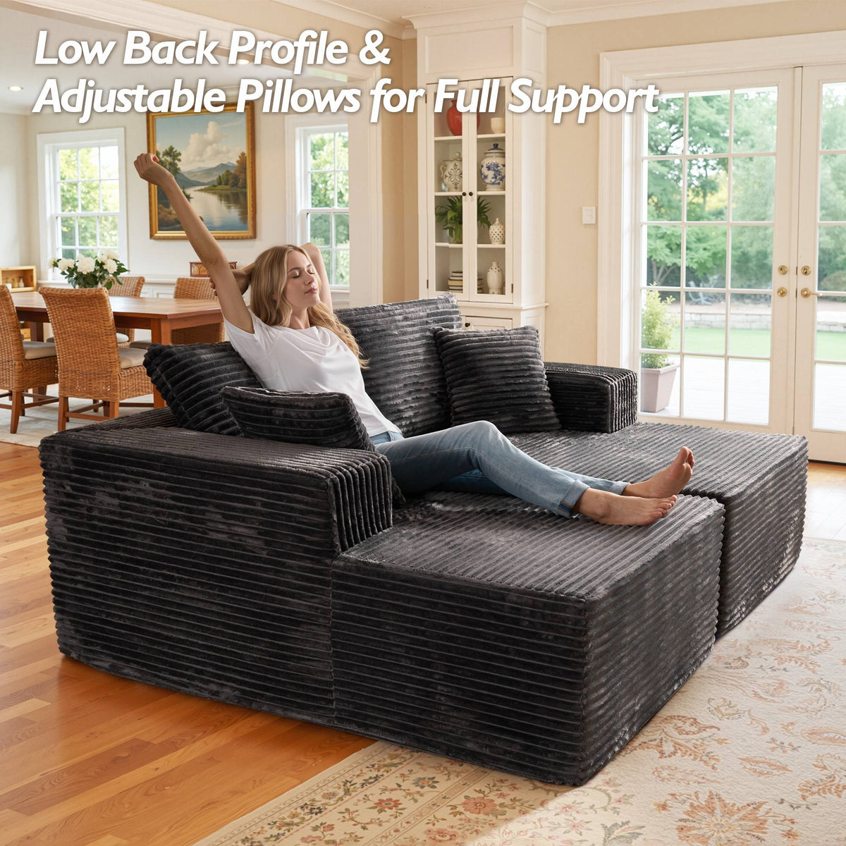 OVIOS 74.8" Boneless Sofa, Sleeper Couch, No Assembly Required