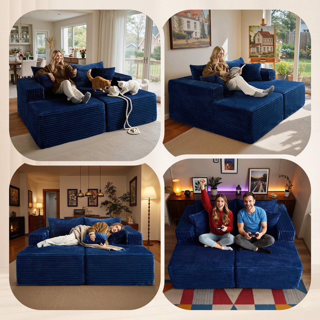 OVIOS 74.8" Boneless Sofa, Sleeper Couch, No Assembly Required