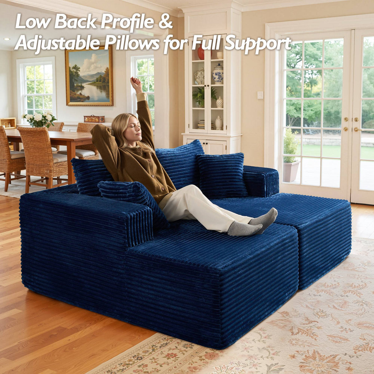 OVIOS 74.8" Boneless Sofa, Sleeper Couch, No Assembly Required