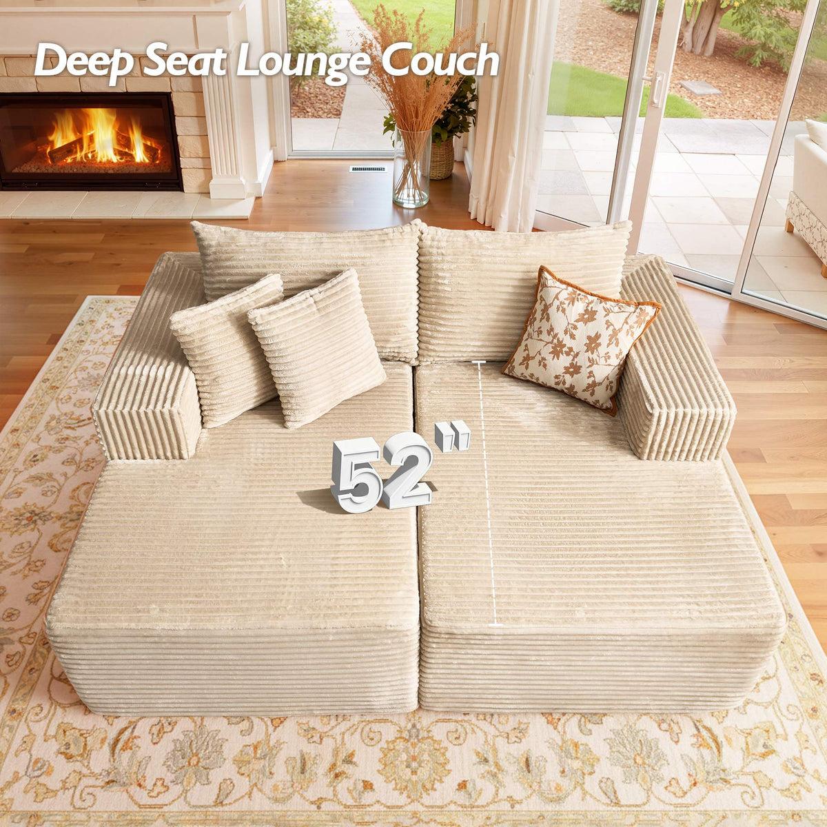 OVIOS 74.8" Boneless Sofa, Sleeper Couch, No Assembly Required