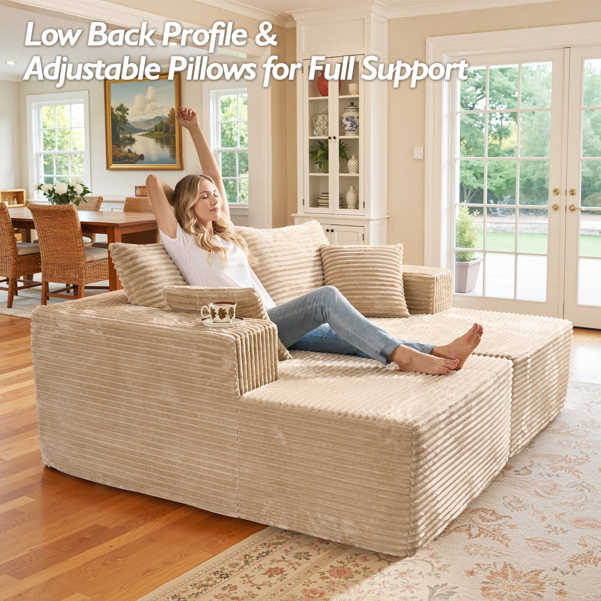 OVIOS 74.8" Boneless Sofa, Sleeper Couch, No Assembly Required