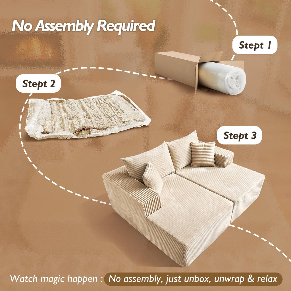 OVIOS 74.8" Boneless Sofa, Sleeper Couch, No Assembly Required