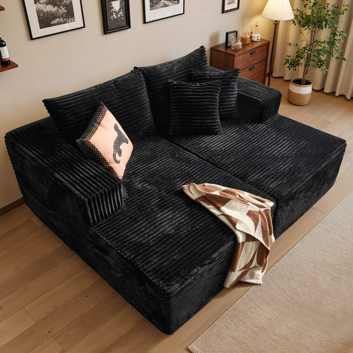 OVIOS 74.8" Boneless Sofa, Sleeper Couch, No Assembly Required