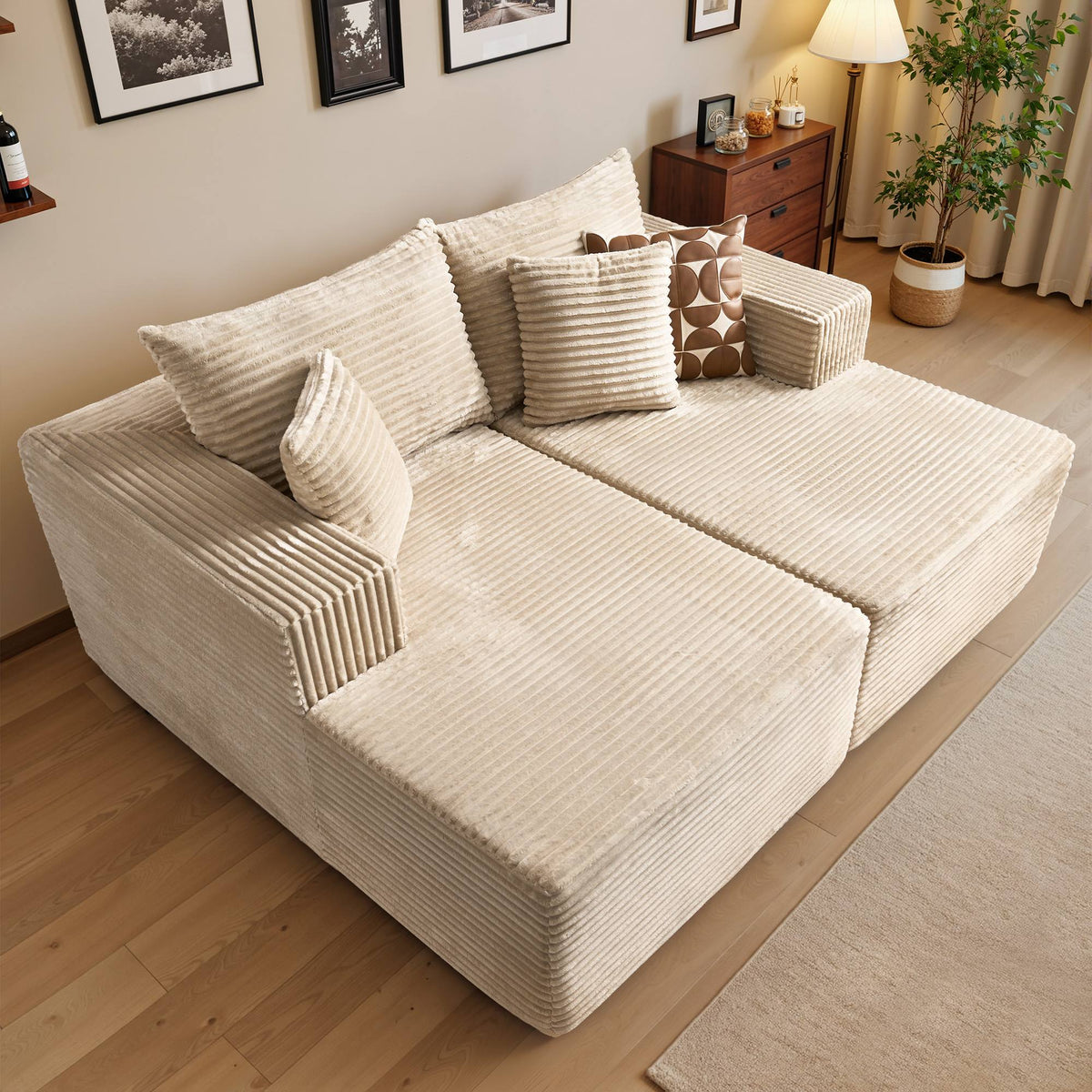 OVIOS 74.8" Boneless Sofa, Sleeper Couch, No Assembly Required