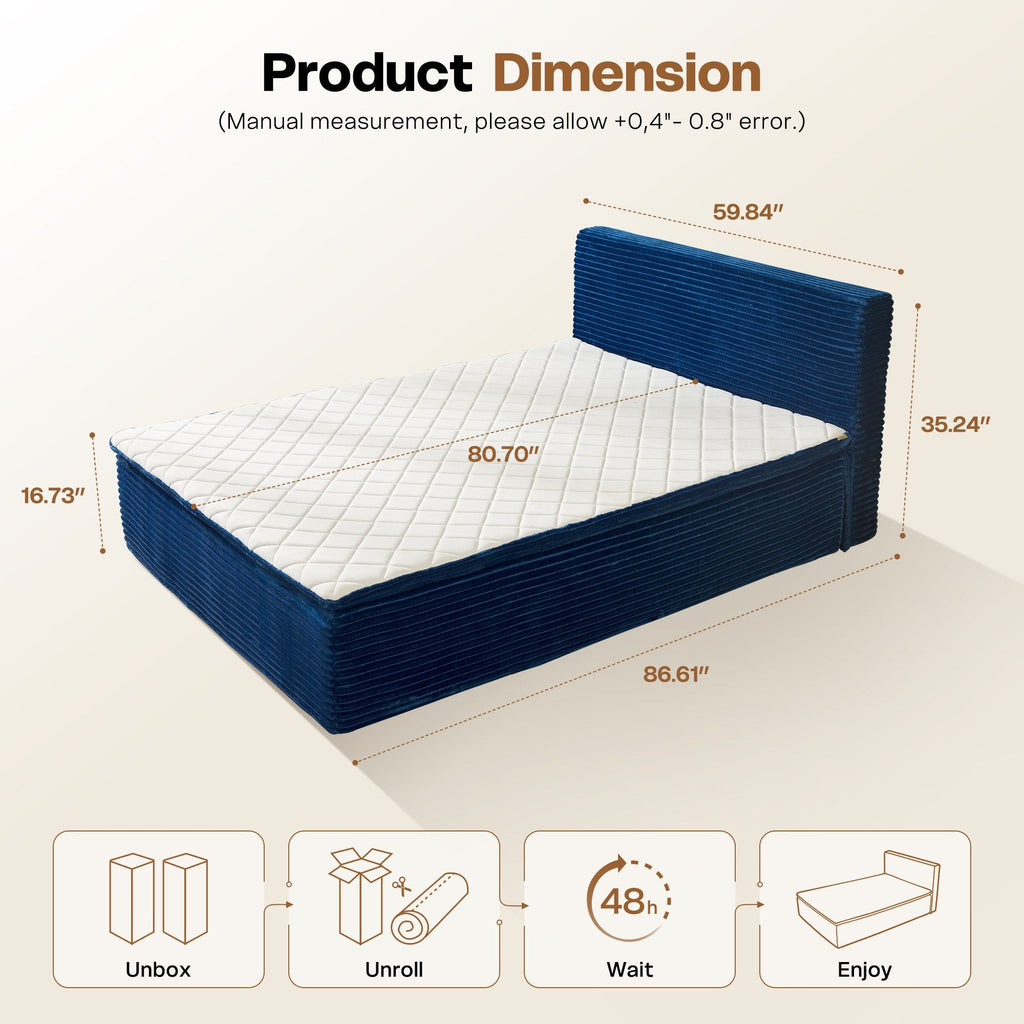 OVIOS Upholstered Boneless Bed No Frame Bed Mattress Combo with Foam and Spring Support No Assembly Required