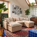 OVIOS U-Shaped Modular Sectional Sofa, Cloud Couch with 2 Ottomans, Deep Seat Chenille Sofa for Living Room
