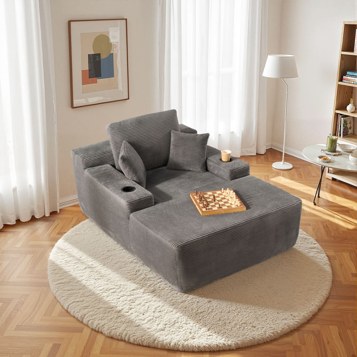 🔥Chaise Lounge Chair with Cup Holders