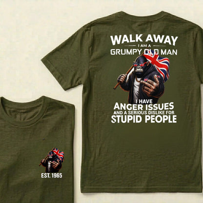 Custom EST.Year Walk Away I Am A Grumpy Old Man T-Shirt