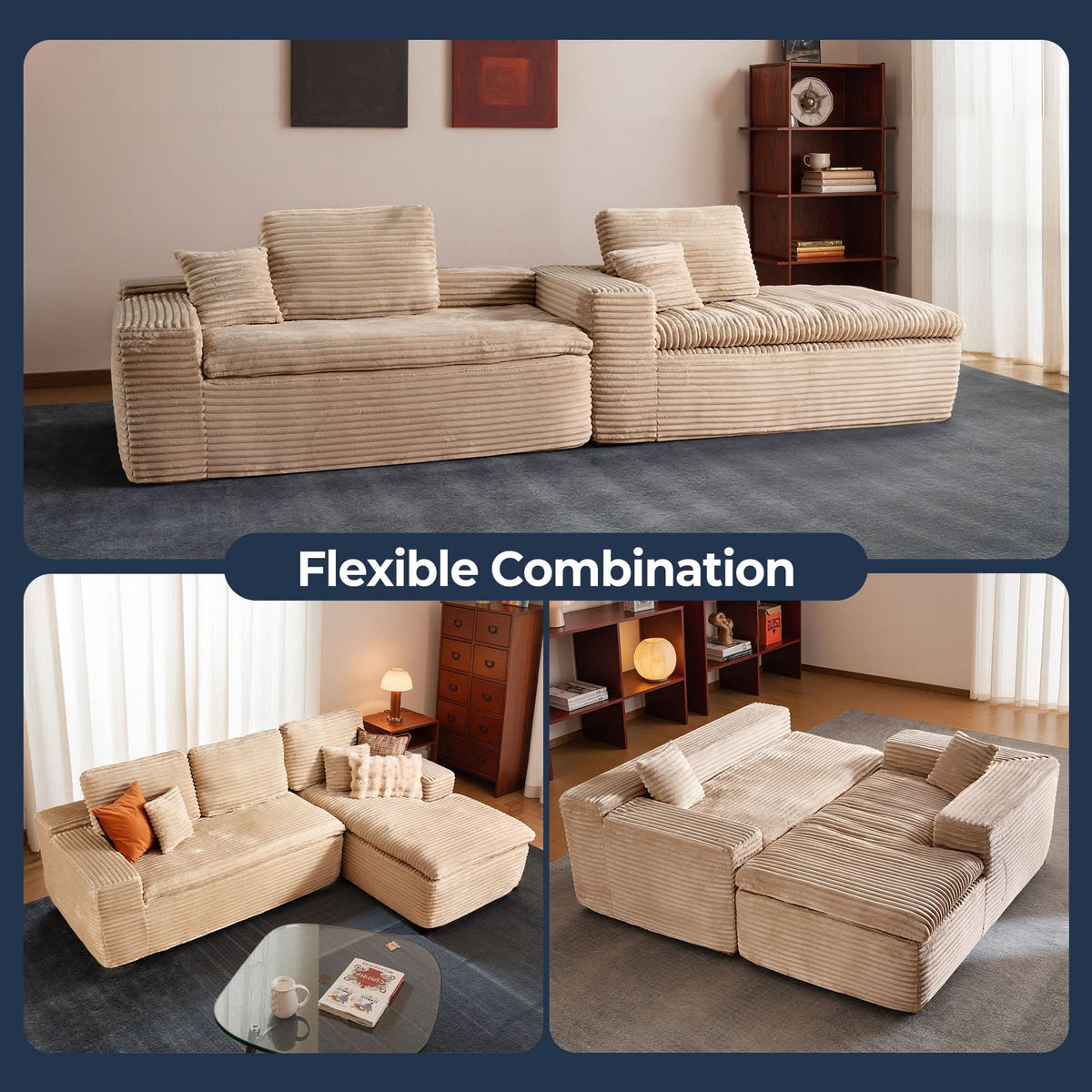 Modular Sectional Sofa with Chaise,Deep Seat Cloud Couch, Modern L-Shape