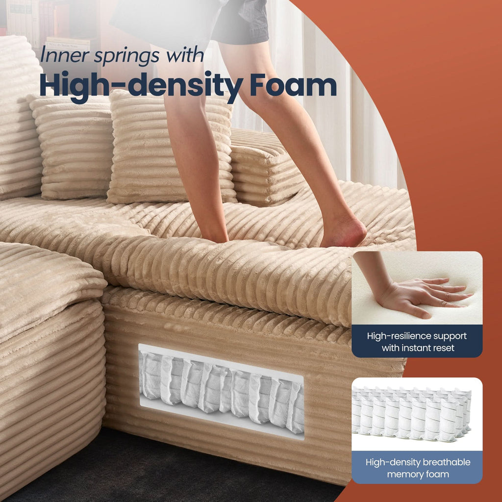 Modular Sectional Sofa with Chaise,Deep Seat Cloud Couch, Modern L-Shape