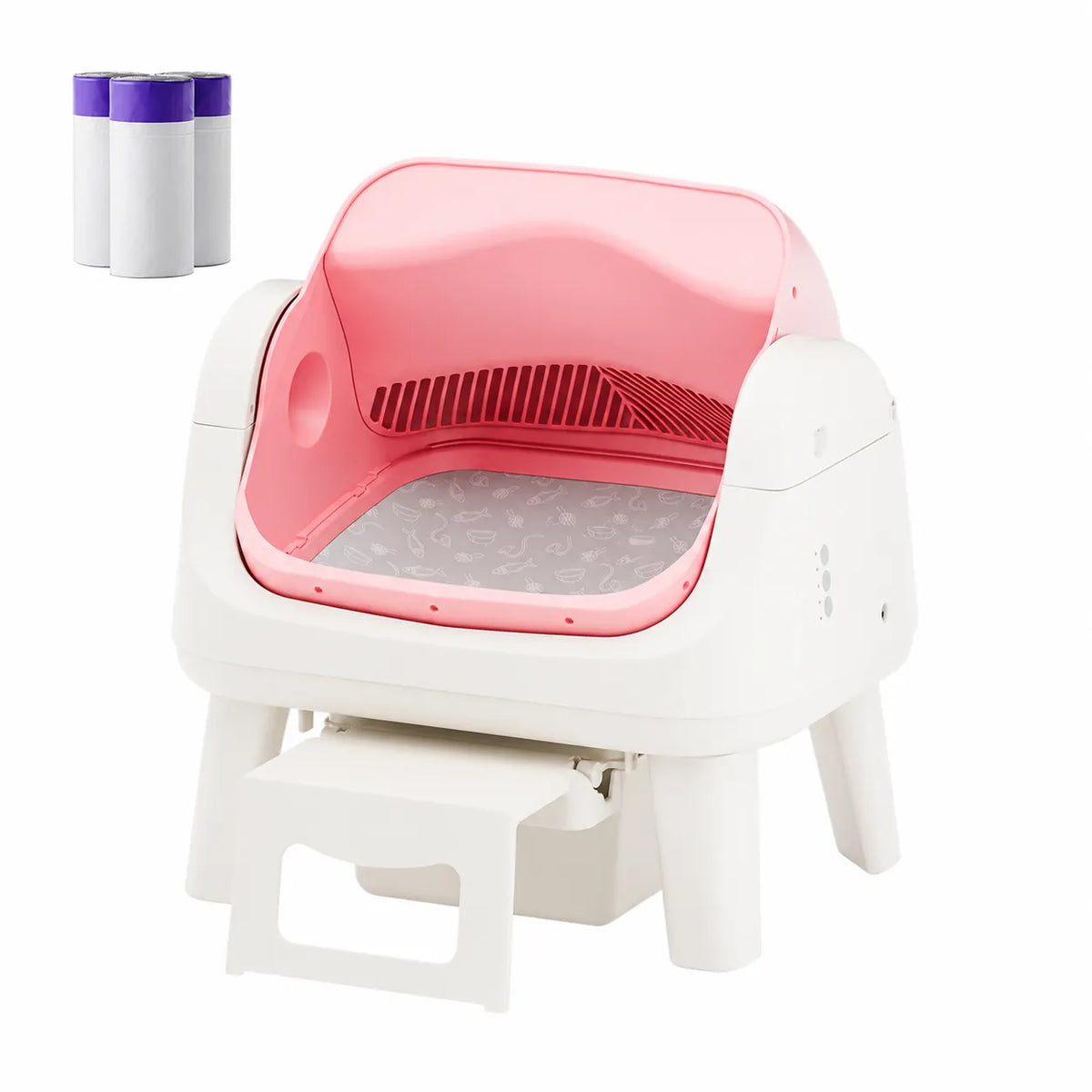 Open-Top Automatic Self-Cleaning Cat Litter Box – Easy-Entry Front Step, Triple Safety Protection and App-Free Operation