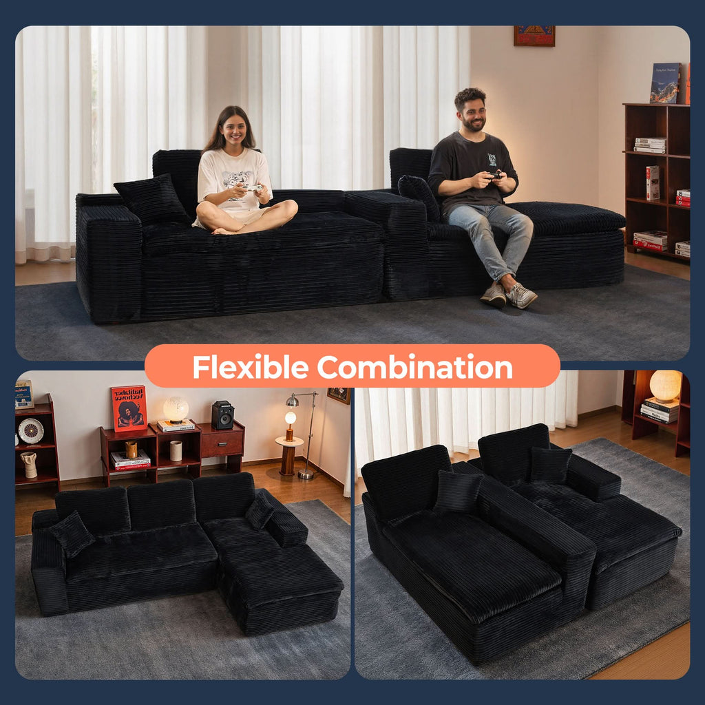 Modular Sectional Sofa with Chaise,Deep Seat Cloud Couch, Modern L-Shape