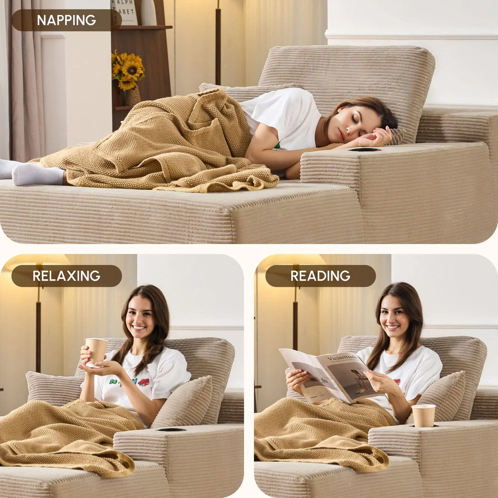 🔥Chaise Lounge Chair with Cup Holders