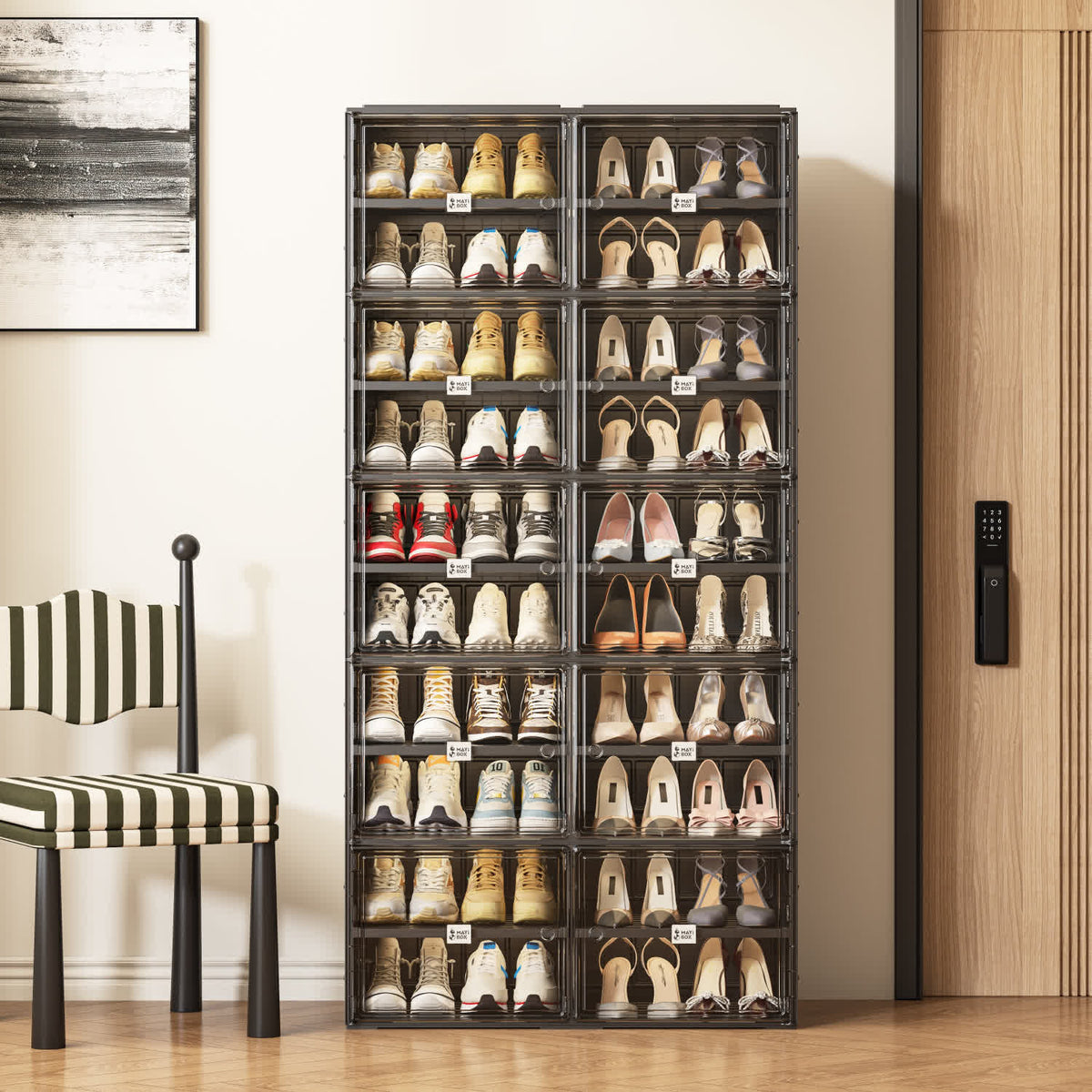 ANTBOX 4–10 Tier Black Foldable Shoe Cabinet with Doors for Small Spaces
