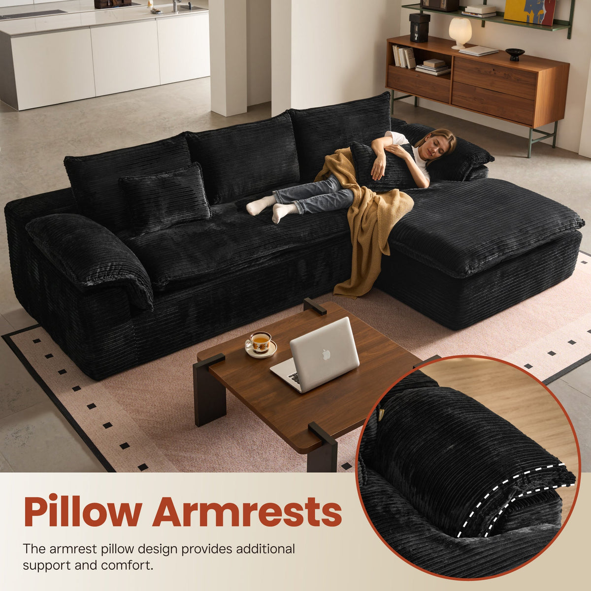 Modular Sectional Sofa with Chaise,Deep Seat Cloud Couch, Modern L-Shape