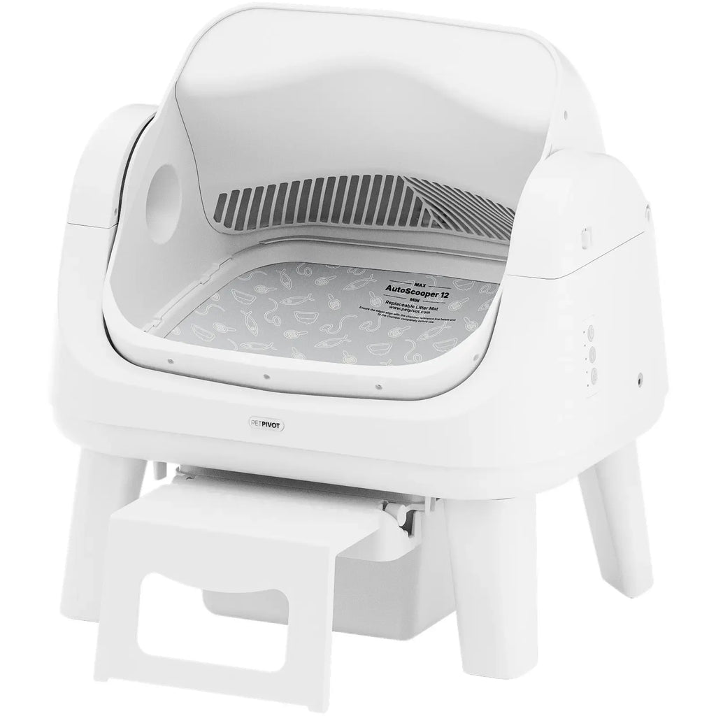 Open-Top Automatic Self-Cleaning Cat Litter Box – Easy-Entry Front Step, Triple Safety Protection and App-Free Operation