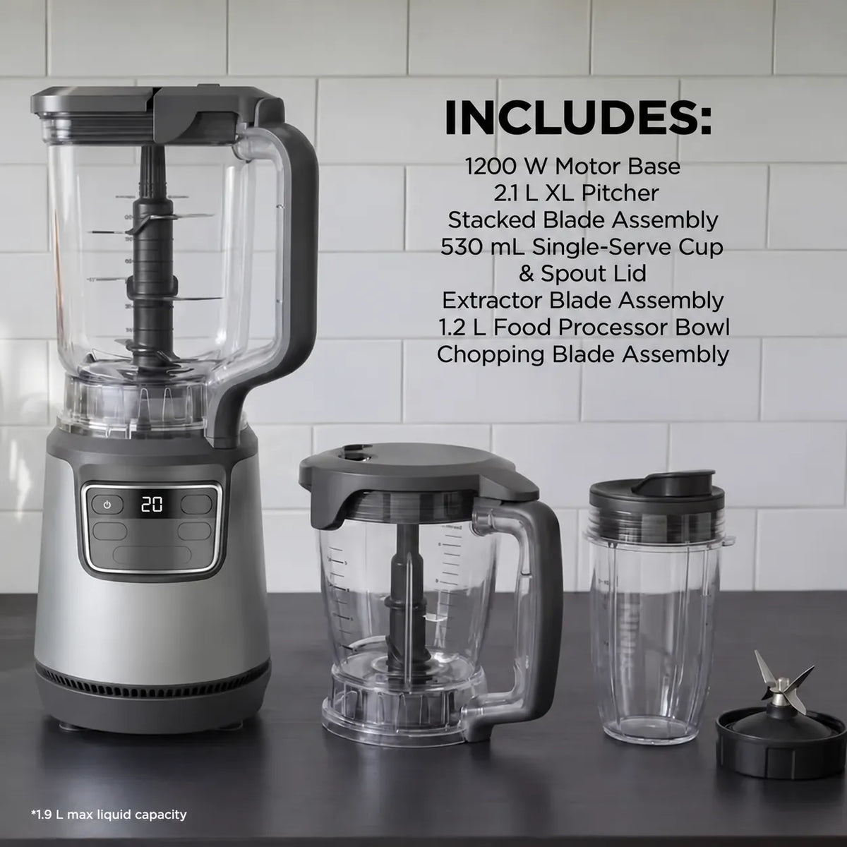 1200W Multi-Function Blender & Food Processor