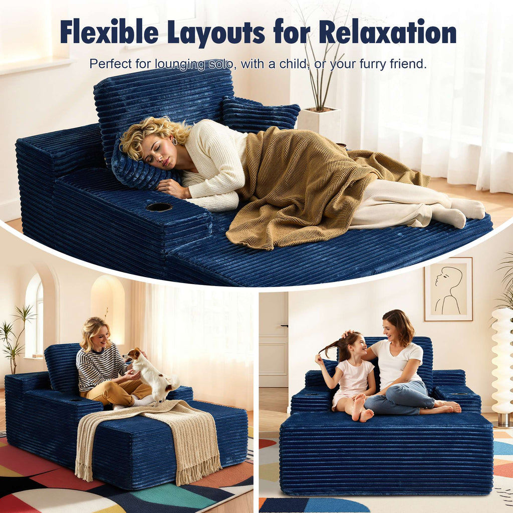 🔥Chaise Lounge Chair with Cup Holders