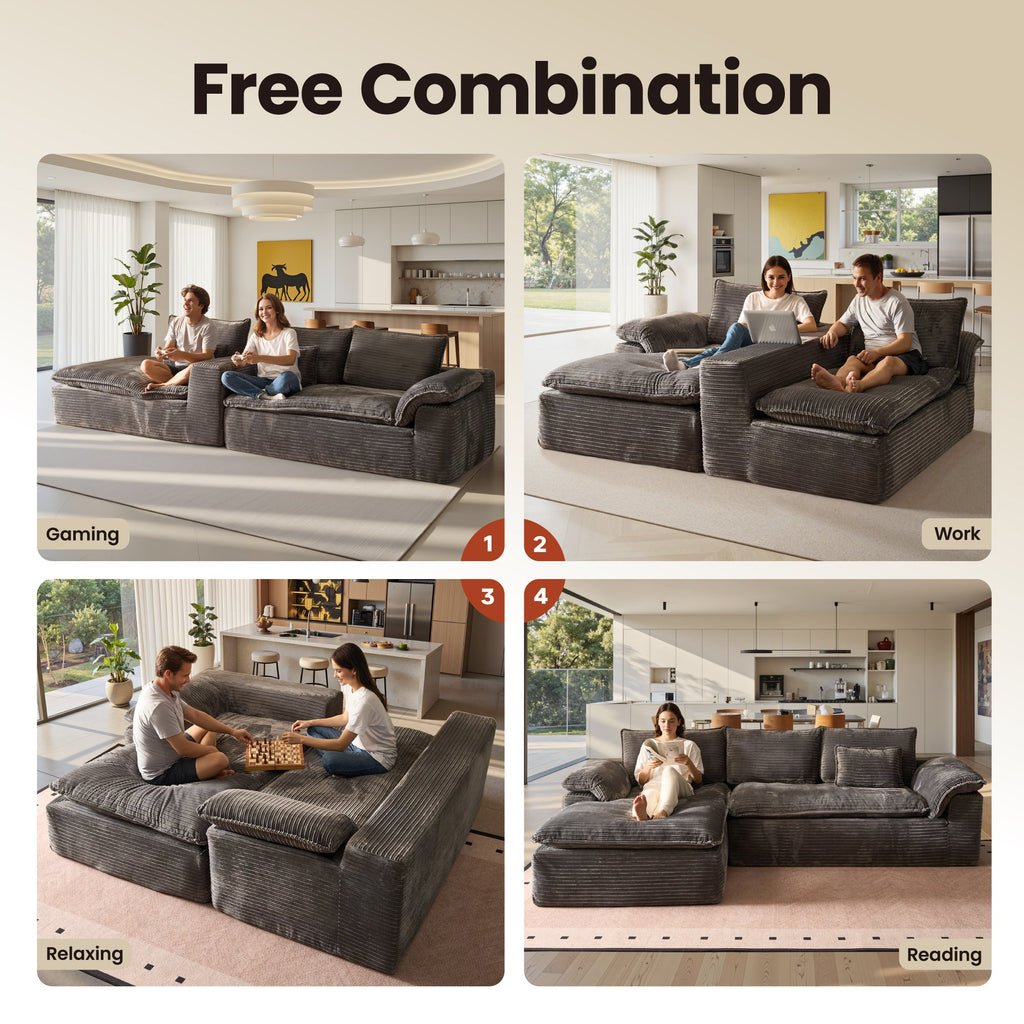 Modular Sectional Sofa with Chaise,Deep Seat Cloud Couch, Modern L-Shape