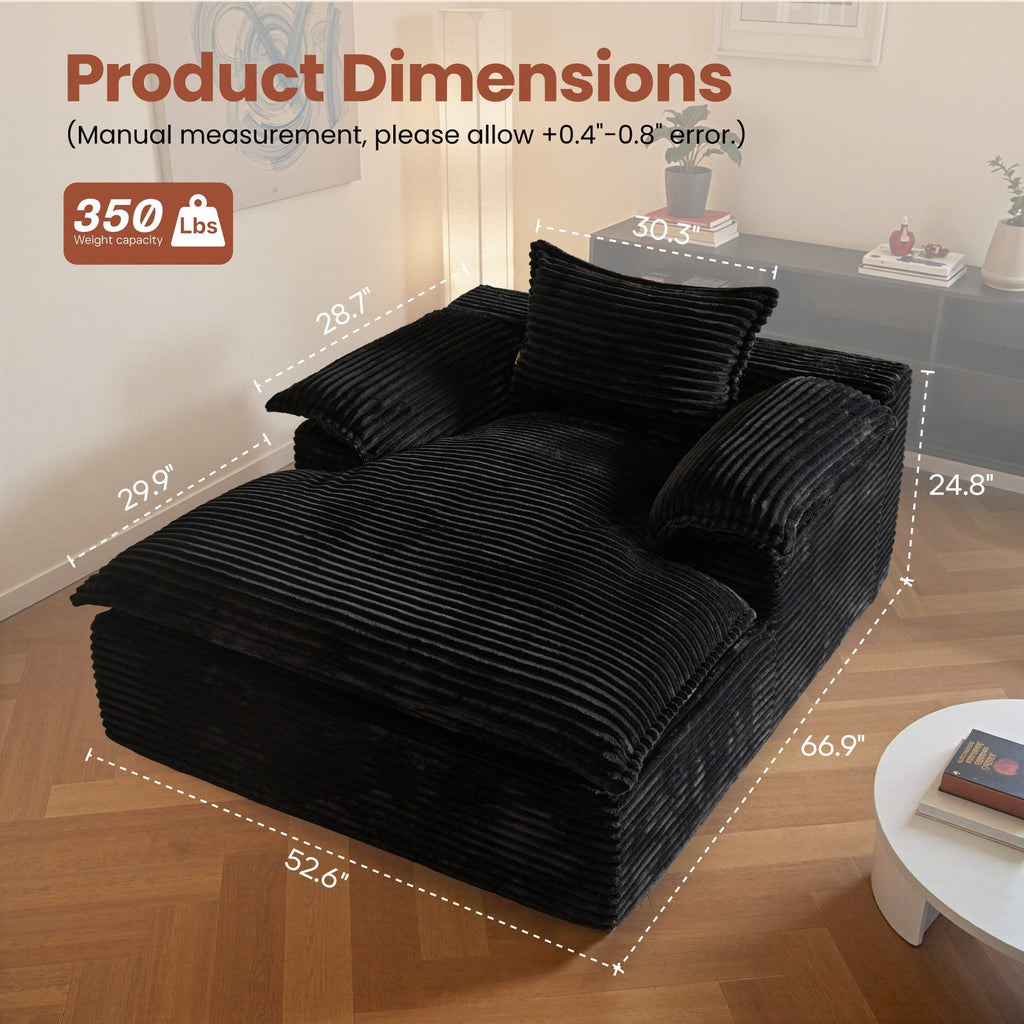 Boneless Lounge Chaise with Cloud Plush Sofa Bed
