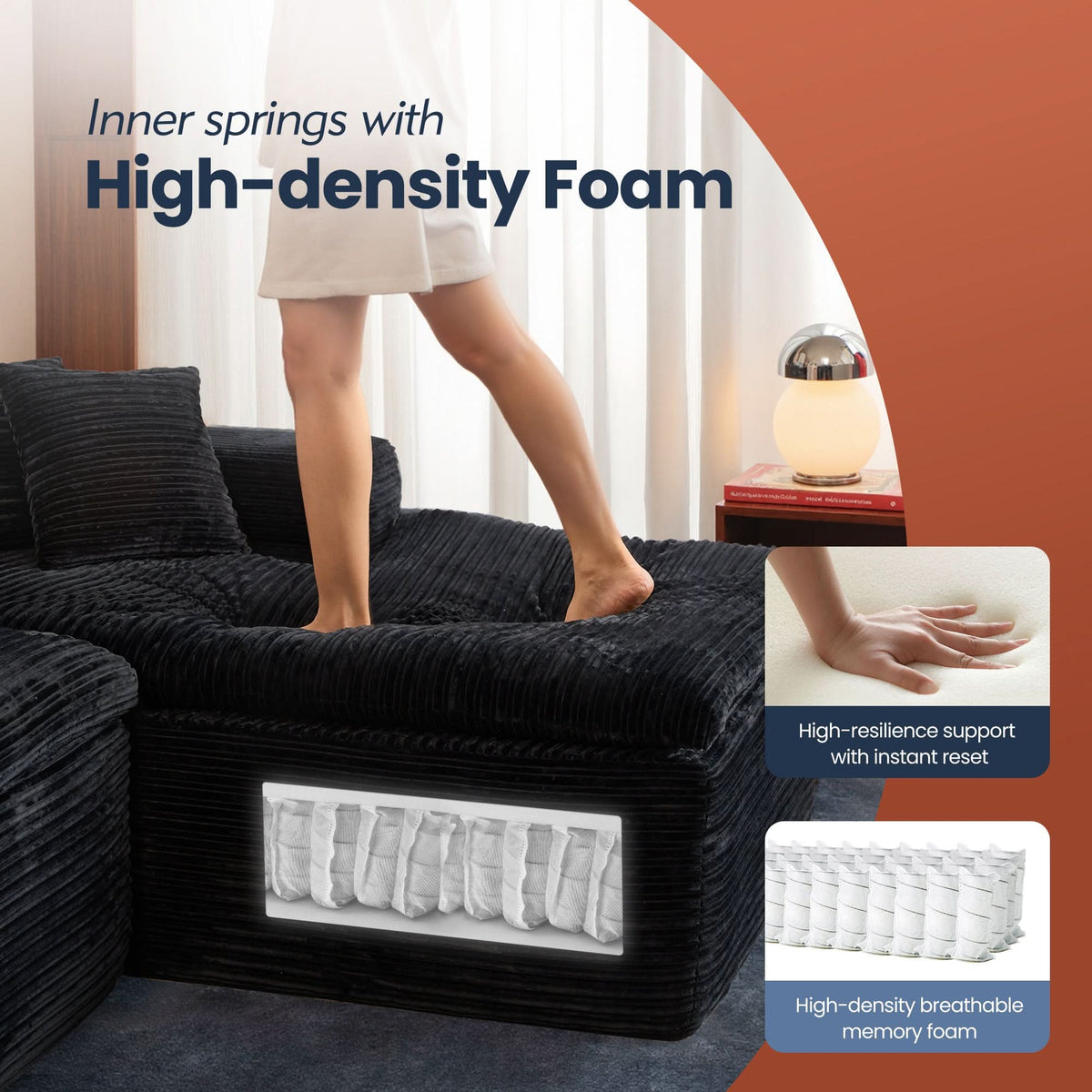 Modular Sectional Sofa with Chaise,Deep Seat Cloud Couch, Modern L-Shape