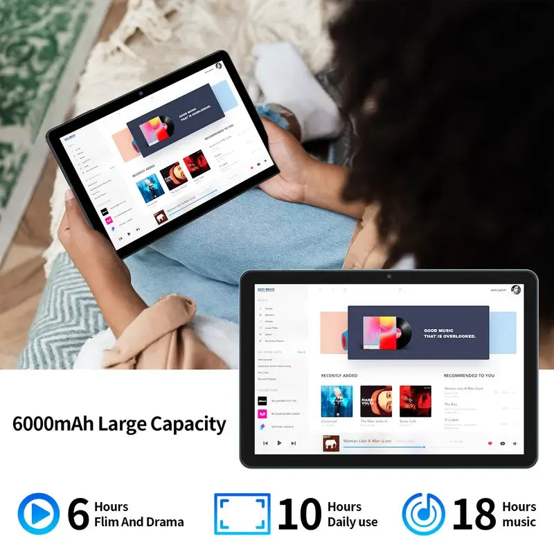 25.4 cm LCD Touchscreen Tablet with 16 GB (4 GB + 12 GB Expanded) RAM, 64 GB ROM, Android 15, Portable Bluetooth Keyboard and Mouse Set for Home Office and Gifting