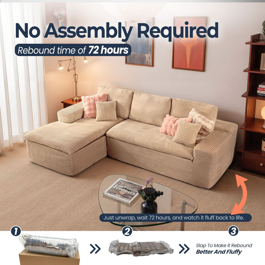 Modular Sectional Sofa with Chaise,Deep Seat Cloud Couch, Modern L-Shape