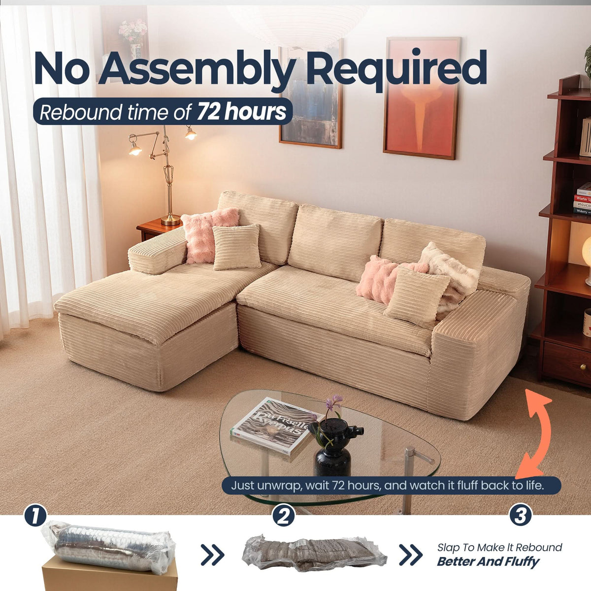 Modular Sectional Sofa with Chaise,Deep Seat Cloud Couch, Modern L-Shape
